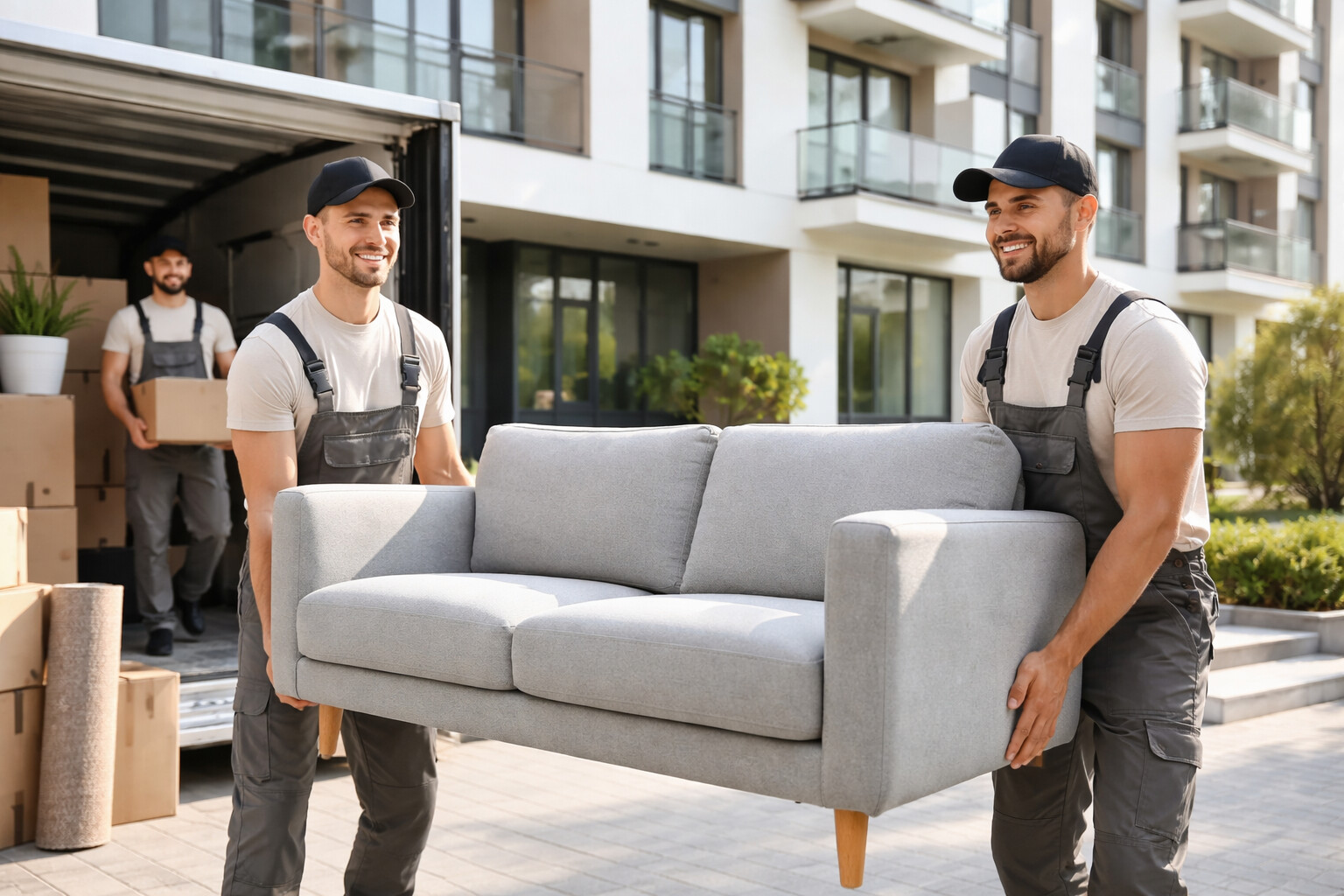 Umzugshelfer tragen ein Sofa – professioneller Umzugsservice von Umzora